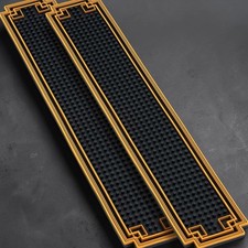 2Pcs Rubber Bar Mat Set, Non-Slip Countertop, Black/Gold 24in x 4in picture