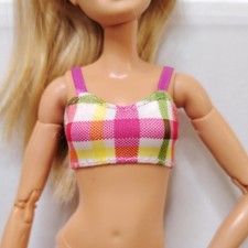 1/6 Scale PINK PLAID PRINT SWIMSUIT TOP Fashion 11