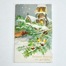 1906 Christmas Greetings Embossed Postcard Antique picture