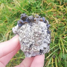 166g Amazing Sphalerite Cleiophane with Shiny Pyrite , Needle Quartz and Calcite picture