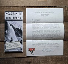 Vintage Yosemite NP Travel Brochure Conoco Travel Bureau Map Supplement 1933 picture