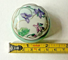 Vintage Limoges Castel France Porcelain Trinket Box w purple flowers and leaves picture