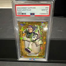 Topps 2024 Disney Sapphire Buzz Lightyear Gold Parallel /50 #64 PSA 10 picture