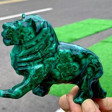 502G Natural glossy Malachite Crystal Handcarved lion mineral sample picture