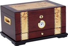 Solana Desktop Cigar Humidor, Rosewood W/ Maple-Burled Wood Inlay, Spanish Cedar picture