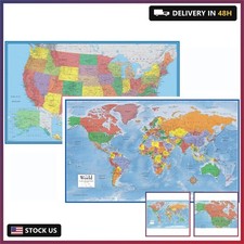 24x36 World and USA Classic Premier 3D Two Wall Map Set (Paper Folded) picture