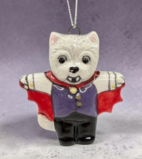 Halloween Vampire Westie Terrier dog ornament OOAK sculpture art by artist picture