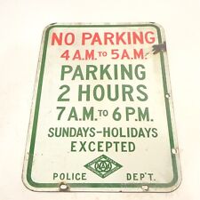 VINTAGE AAA CALIFORNIA PORCELAIN NO PARKING SIGN DOUBLE SIDED CSAA POLICE USED picture