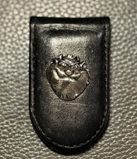 Vtg ‘93 Warner Bros Looney Tunes Taz Tasmanian Devil Leather Magnetic Money Clip picture