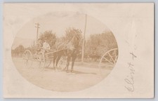 Early RPPC Real Photo Postcard Men Horse Buggy Solio Back Sepia Tone 1900s picture