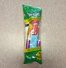 PEZ Candy Dispenser with Candy Refill Pack, Blue w/ Red Figure, Sealed picture