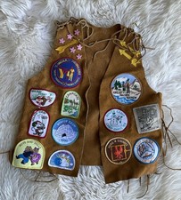 Vintage YMCA Indian Princess Vest Lates 80’s Early 90’s Patches Kids Camp Suede picture
