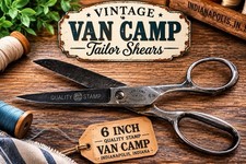 Antique Van Camp 6 Inch Sewing Shears Scissors Indianapolis IN Vintage picture