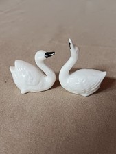 Vintage Porcelain White Swans  Figurines Trinkets Lot Of 2 picture
