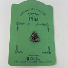 Vintage 1991 Danforth Pewterers Christmas Tree Pin Handcrafted Vermont NEW picture