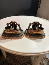 Vintage Bronzed Baby Shoe Keepsake Metal Bookends picture