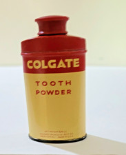Vintage Colgate Tooth Powder Metal Tin Plastic Cap 3/4 oz Full Unusual Size picture