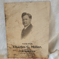 Vintage 1914 Candidate Charles G. Miller Poster Sheriff  Minnesota picture