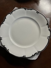 SET of 4 Hutschenreuther Sylvia Large Dinner Plate Platinum Trim 10 7/8