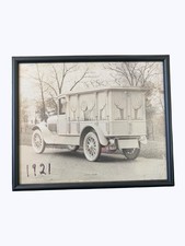 Antique Period Framed 1921 Hearse Photo Morbidia Macabre Oddity Halloween Decor  picture