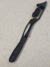 Vintage African carved Wood Letter Opener Man Head 10.5” picture