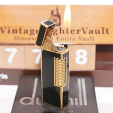Dunhill Rollagas Lighter Gold/Black Lacquer _Ultrasonically Cleaned_Working picture