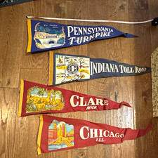 Vintage Travel Pennant Lot -1950s 1960s-Chicago, PA Turnpike, Indiana, Michigan picture