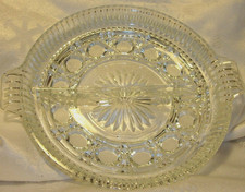 Elegant Vtg Clear Glass Divided Serving Relish Dish Tray Plate 7.25