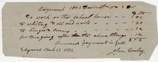 1852 Handwritten Receipt Edgecomb Maine Schoolhouse Repair Payment John Cowley picture