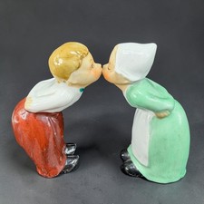 Vintage Dutch Kissing Boy and Girl Figurine set 2 Ceramic Made in Japan Decor picture