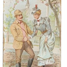 Antique Ephemera Spring 1899 Calendar 3 Mo Litho Boots Ad Victorian Man Woman picture