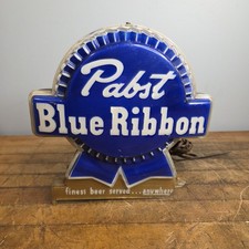Old Pabst Blue Ribbon Beer Light Bar Top Sign works See Pictures Damaged picture