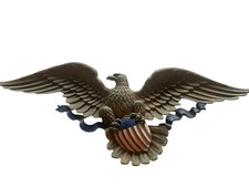 Vintage 1958 Syroco Eagle Wall Plaque Patriotic Americana 45” Large Gold USA picture