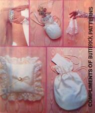 UC Butterick 4236 Sew Pattern Bridal Wedding Ring Bear Pillow Gloves Garter Bag picture