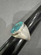 VINTAGE STERLING SILVER TURQUOISE NUGGET CUT NAVAJO RING 9 3/4 picture