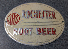 Vintage Metal Rochester Root Beer JHS Advertising Sign Plaque Topper RARE picture