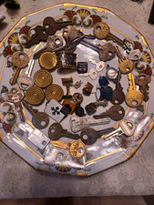 Junk Drawer Lot Vintage Keys Lapel Pins Miscellaneous picture