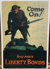 Antique WW1 Poster Come On 1917 World War One American Soldier Walter Whitehead picture