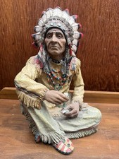 Vintage 14” Native American Indian Chief Resin Statue Figurine Decor picture