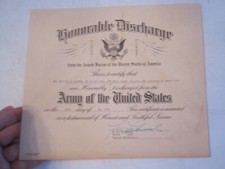 1953 U.S. ARMY HONORABLE DISCHARGE CERTIFICATE - 10 1/2