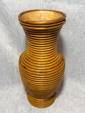 Vintage 1970s Pencil Reed Rattan Vase Mid Century Modern Gabriella Crespi Style picture