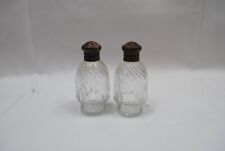 Salt & Pepper Shakers - Swirl Art Deco Crystal/Glass with Metal Lids- - Set of 2 picture