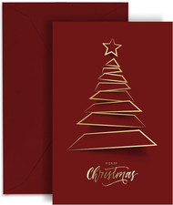 easykart labels 20 Christmas Greeting Cards with Gold Foiling Xmas Tree, 6.75 x picture
