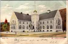 1907 Postmark, Library Building, Juliet Illinois, 2034 picture