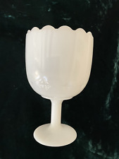 Vintage Milk Glass Stem Goblet Vase Planter Star Pattern Pedestal 6-1/4