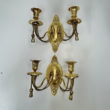 Brass Wall Mount Sconces Candle Holders Rope Tassels Pair Of 2 India READ picture