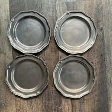 Wilton Armetale RWP Pewter Queen Anne 9” Dinner Plates Scalloped Set Of 4 PA USA picture