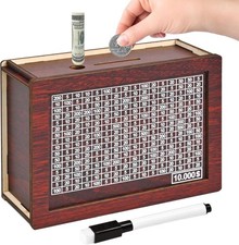 10000 Savings Challenge Box, Wooden Money Saving Bank for Adults and Kids, Reusa picture