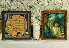 2 Framed Deco Prints 1920s HINTERMEISTER Teatime in Wonderland M HATHAWAY Motto picture