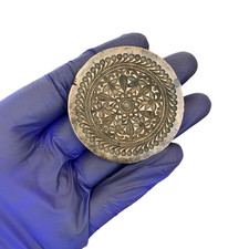 Antique Old Vintage Handcrafted Bronze Unique Flower Shape Engraved Die Jewelry picture